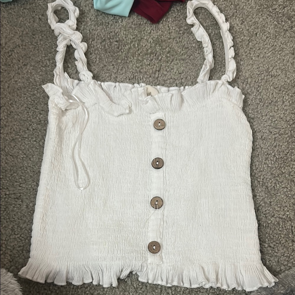 Ocean Drive Cream Smocked Camisole Top